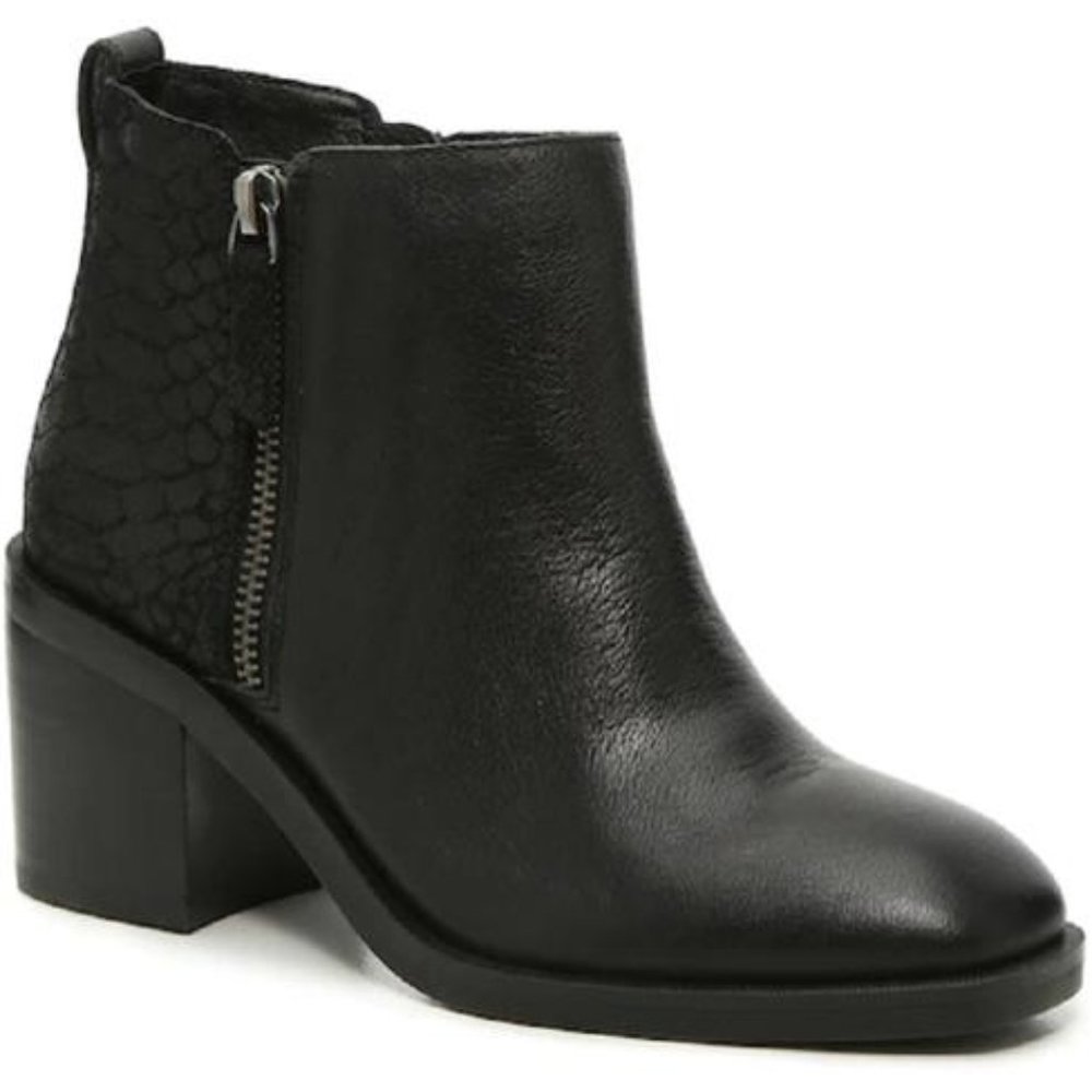 *Crown Vintage ARDELLA Black Snakeskin & Leather Upper Booties